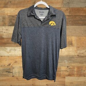 Champion Iowa‎ Hawkeyes Gray Striped Polo Shirt Men’s Small
